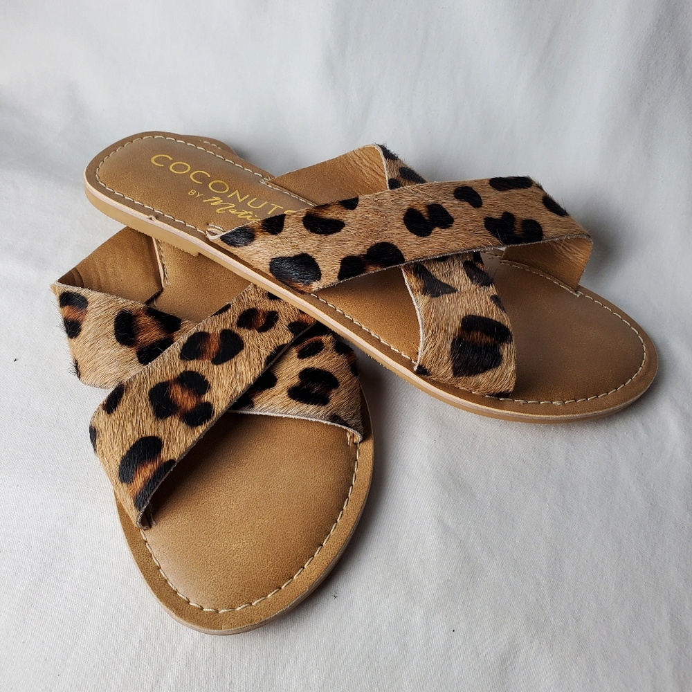 Pebble Slide Sandal Coconuts by Matisse Leopard Size 8